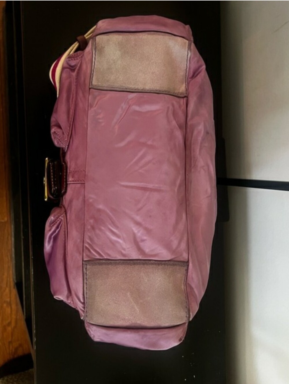 RARE! Vintage Coach Y2K Sateen Buckle Flap Bag w/ Suede & Adjustable Strap - Picture 12 of 15